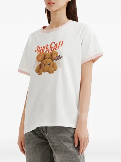 Mini Cream Graphic-print T-shirt In White