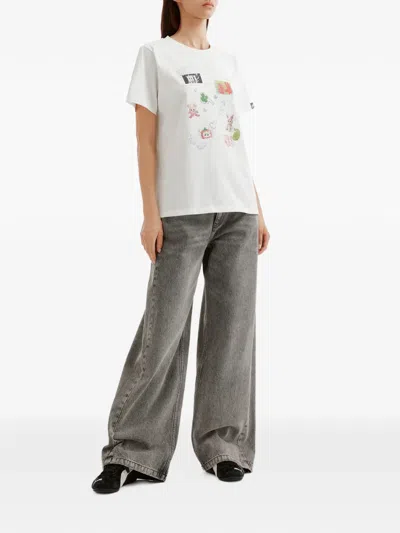 Mini Cream Graphic-print T-shirt In White