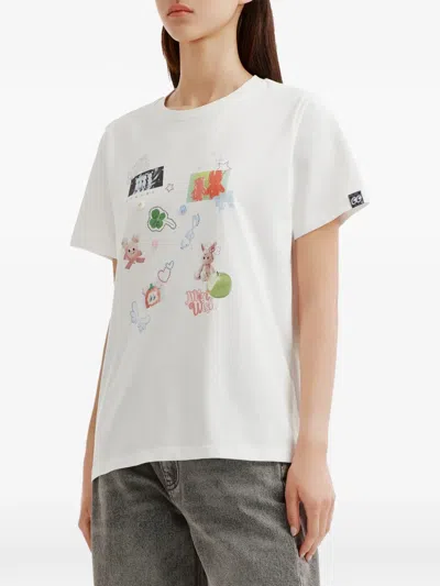 Mini Cream Graphic-print T-shirt In White