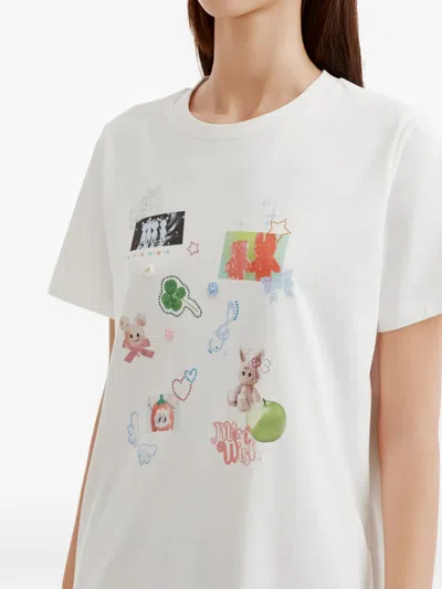 Mini Cream Graphic-print T-shirt In White