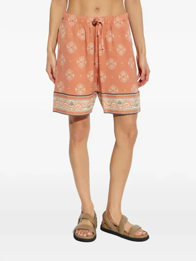 Hanro Printed Drawstring Shorts In Orange