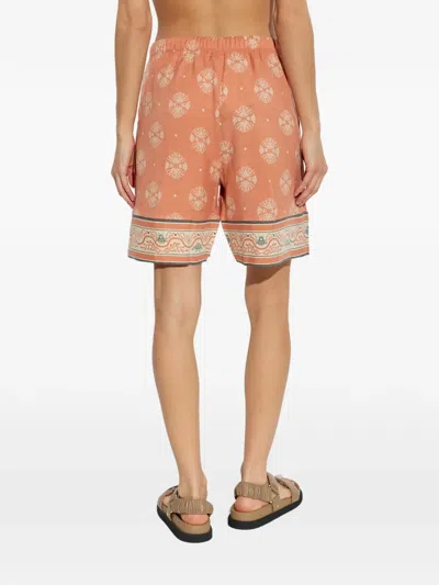 Hanro Printed Drawstring Shorts In Orange