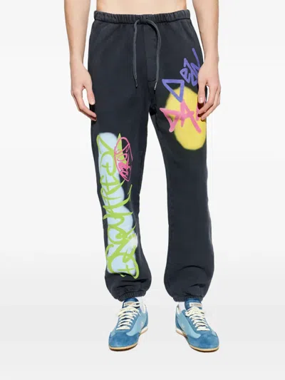 Dsquared2 Graffiti-print Track Pants In Blue