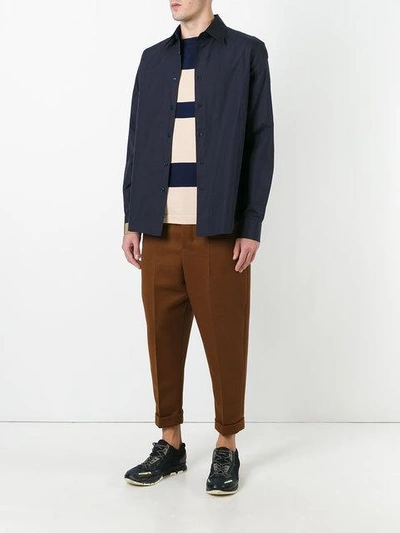 Shop Marni Contrast Tab Shirt In Blue