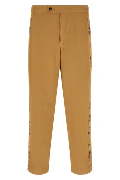Bode Feather Runner Embroidered Trousers In Brown