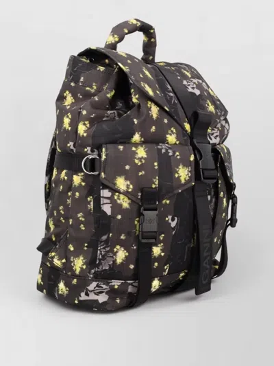 Ganni Floral Backpack Top Handle Adjustable Straps In Pattern