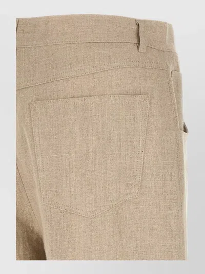 Séfr Beige Regular Flat Front Pants In Brown