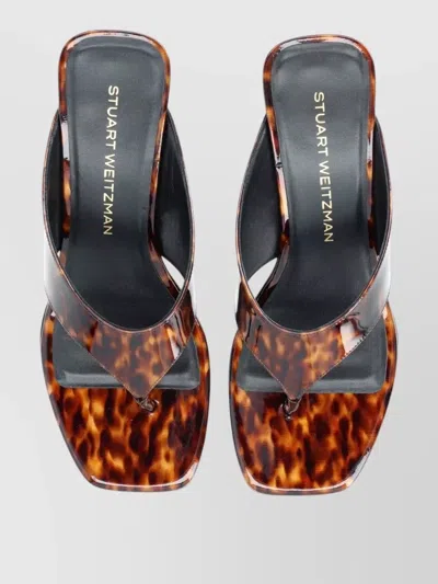 Stuart Weitzman 50mm Vinnie Printed Patent Leather Thong Sandals In Multi