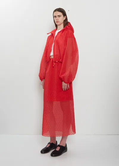 Cecilie Bahnsen Aisha Windflower Embroidered Sheer Organza Jacket In Red