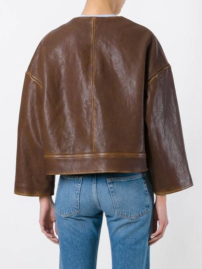 Shop Marni Leather Hook And Eyelet Jacket