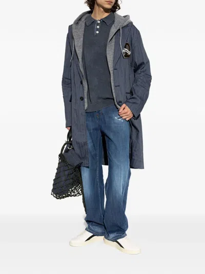 Dsquared2 Distressed Herringbone Coat In Blue