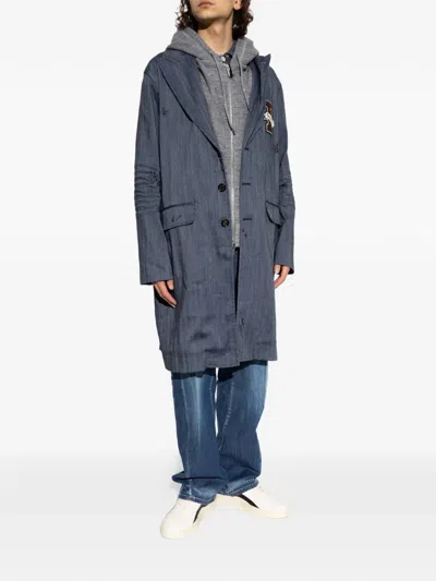 Dsquared2 Distressed Herringbone Coat In Blue