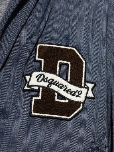 Dsquared2 Distressed Herringbone Coat In Blue