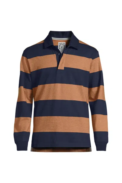 Lands' End Long Sleeve Rugby Shirt In Blue