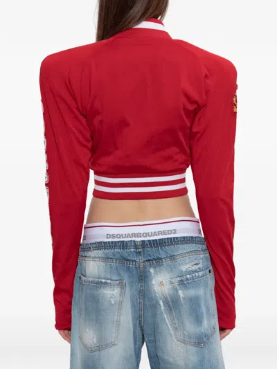 Dsquared2 Logo-patch Cropped Jacket In Red