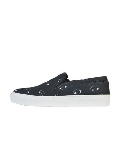 Shop Kenzo Eye Print Slip-on Sneakers In Black