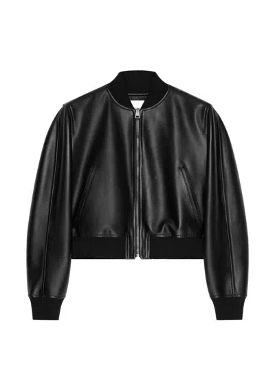 Givenchy Cropped Bomber Jacket Long Sleeves Collar In Black