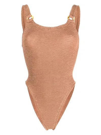 Hunza G Domino One Piece In Metallic Cocoa