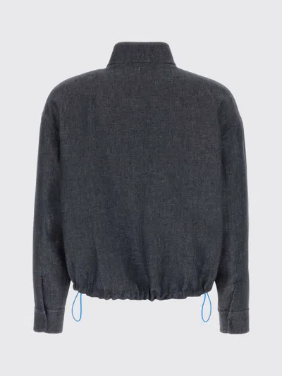 Fendi Linen Blend Jacket In Gray