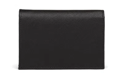 Prada Textured Wallet Cardholder Fold Over Design In Black