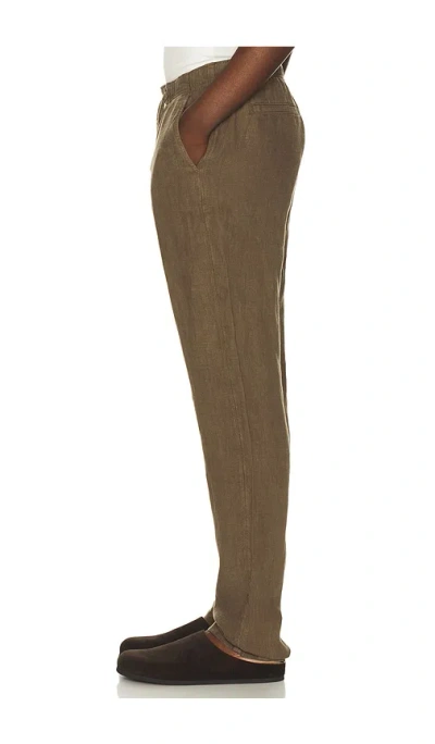 Faherty Linen Drawstring Pants In Brown