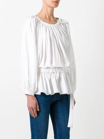 Shop Rochas Pleated Blouse In White