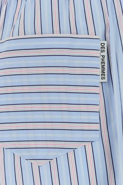 Des_phemmes Grey Stripes Relaxed Elasticated Pants In Blue