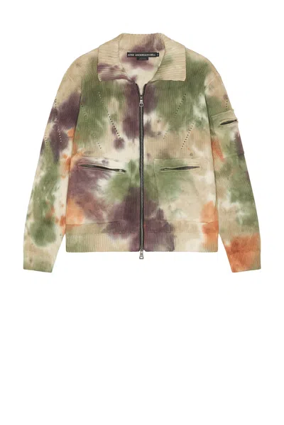 Andersson Bell Multi Dyed Knit Zip Up Sweater In Multi
