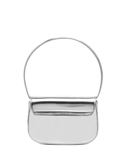 Diesel Luxurious Leather Shoulder Bag 1dr In Silver