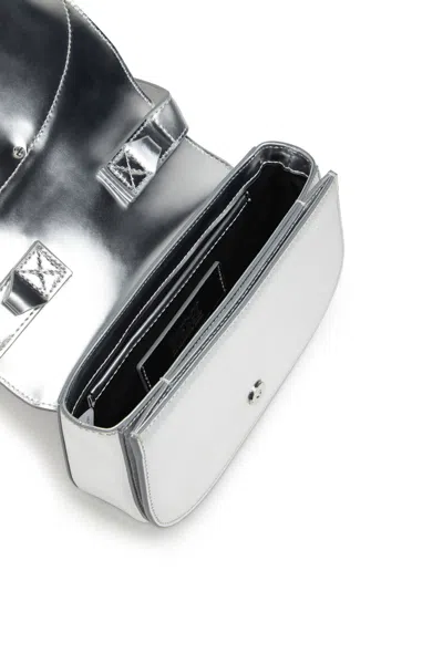 Diesel Luxurious Leather Shoulder Bag 1dr In Silver