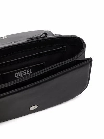 Diesel Mini Shoulder Bag In Soft Nappa Leather With Logo Detail In Black