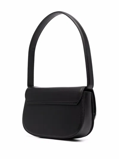 Diesel Mini Shoulder Bag In Soft Nappa Leather With Logo Detail In Black