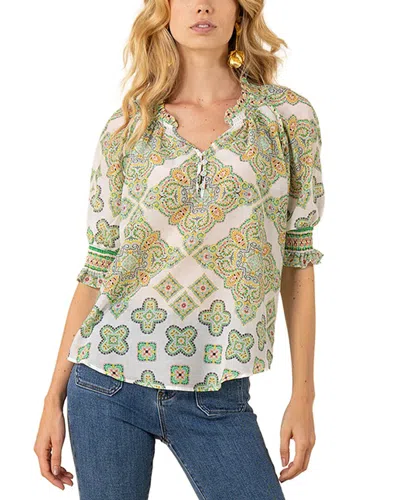Hale Bob Silk-blend Eileen Blouse In Green