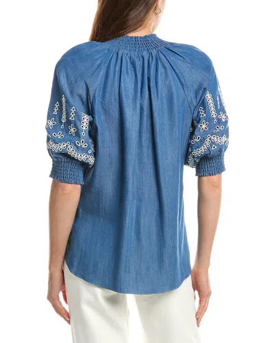 Hale Bob Fallon Short Sleeve Top In Blue