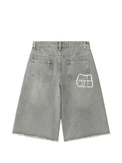 Mini Cream Distressed Shorts In Gray