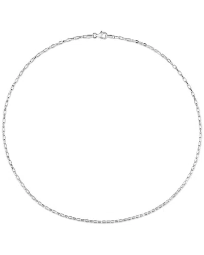 Italian Silver Fancy Rectangular Rolo Chain Necklace In Metallic
