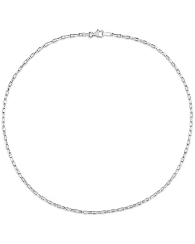 Italian Silver Fancy Rectangular Rolo Chain Necklace In Metallic