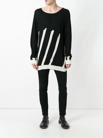 Haider Ackermann Stripe Cotton-cashmere Sweater In Black