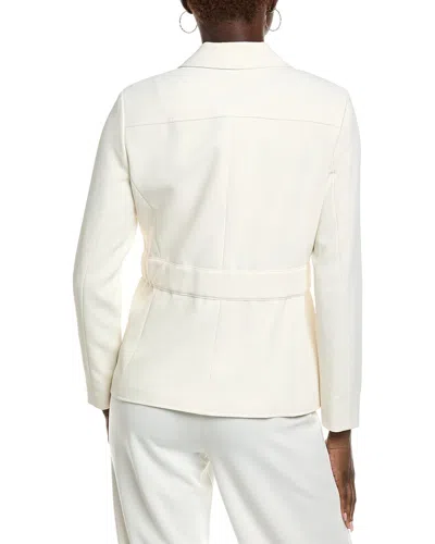 Kenneth Cole Belted Patch Pocket Jacket In White
