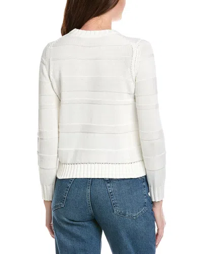 Hannah Rose Jessie Textured Stripe Pullover In White