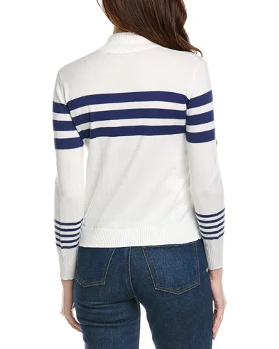 Hannah Rose Stripe 1/2-zip Cashmere-blend Pullover In White