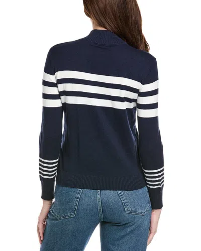 Hannah Rose Stripe 1/2-zip Cashmere-blend Pullover In Multi