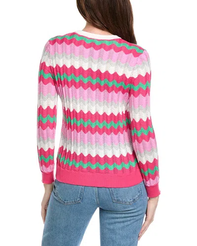 Hannah Rose Zig Zag Pattern Cashmere-blend Sweater In Pink