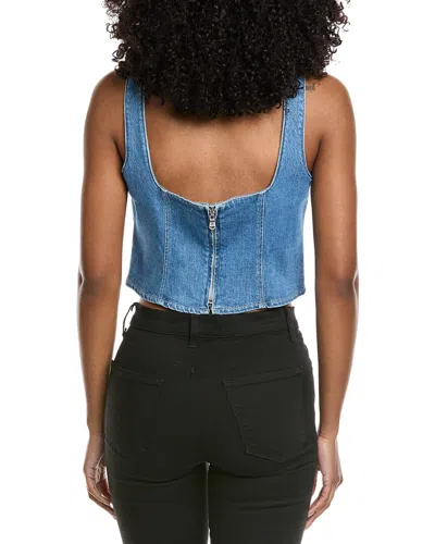 L'agence Saga Button-front Denim Top In Blue