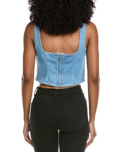 L'agence Saga Button-front Denim Top In Blue