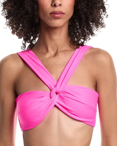Milly Olivia Solid Draped Bandeau Bikini Top In Pink