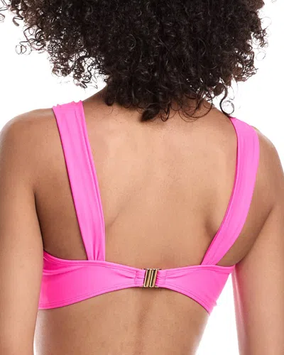 Milly Olivia Solid Draped Bandeau Bikini Top In Pink