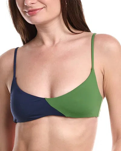 Weworewhat Colorblock Tie-back Bikini Top In Green
