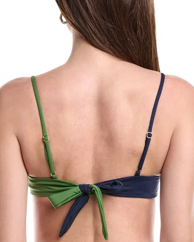 Weworewhat Colorblock Tie-back Bikini Top In Green