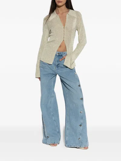 Gestuz Metallic-effect Split-cuff Top In Multi